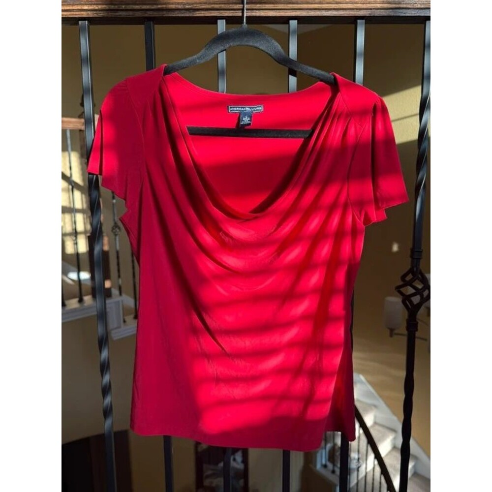 Red Cowl Neck Top